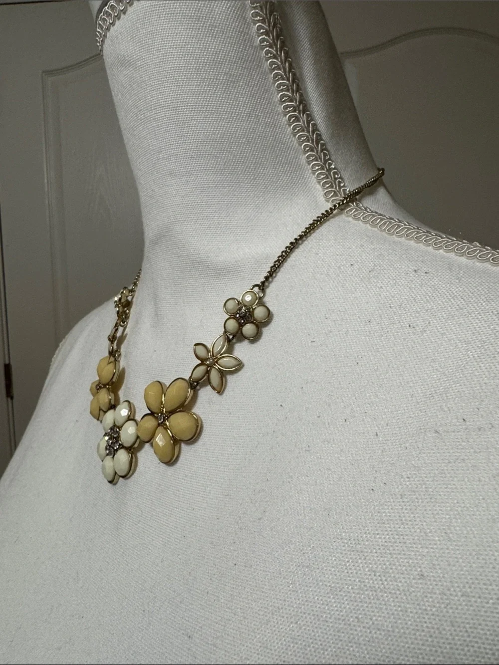 Claire's Yellow & Cream Floral Statement Necklace
